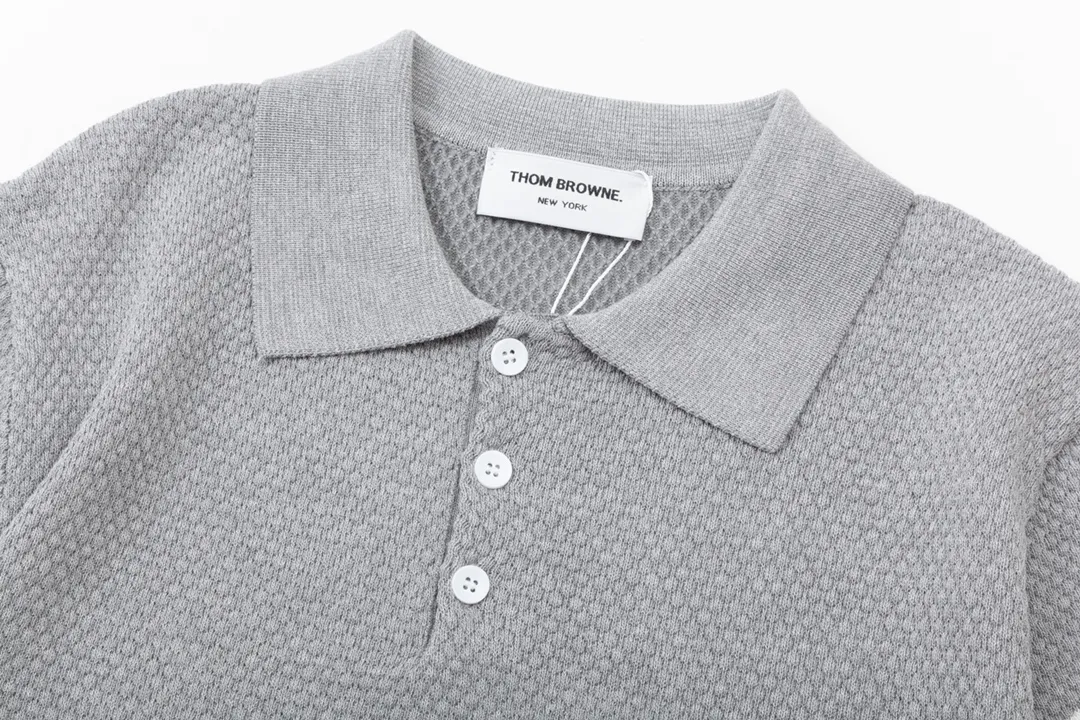 Thom Browne ➡️ POLO ， Retro Same Style Polo Versatile : Gray Size：M-3XL